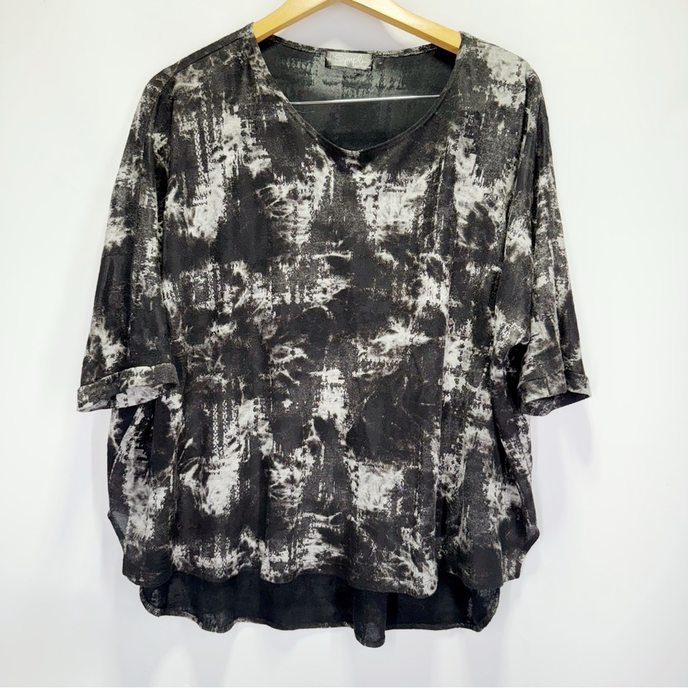 🌸Sympli Burnout Tie Dye Stretch Boxy Fit Loose Top Half Sleeves Lagenlook